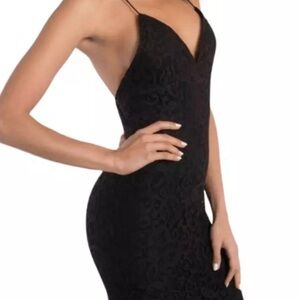 TOBI Black Lace Overlay Criss Cross Open Back Mini Dress Size Medium